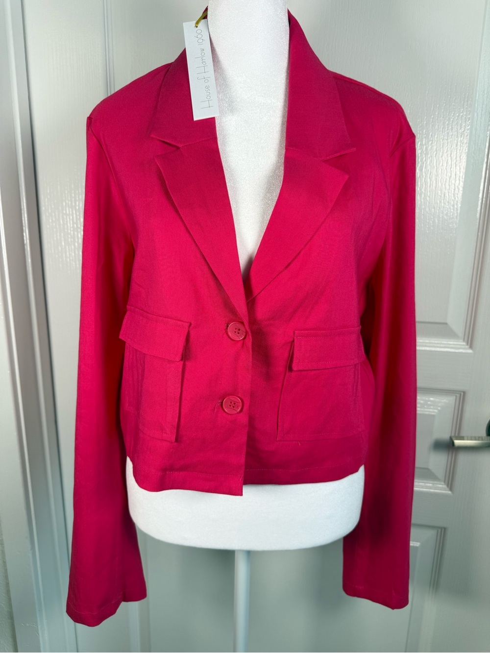 NWT House of Harlow 1960 Women's Hot Pink Tailored Blazer size L